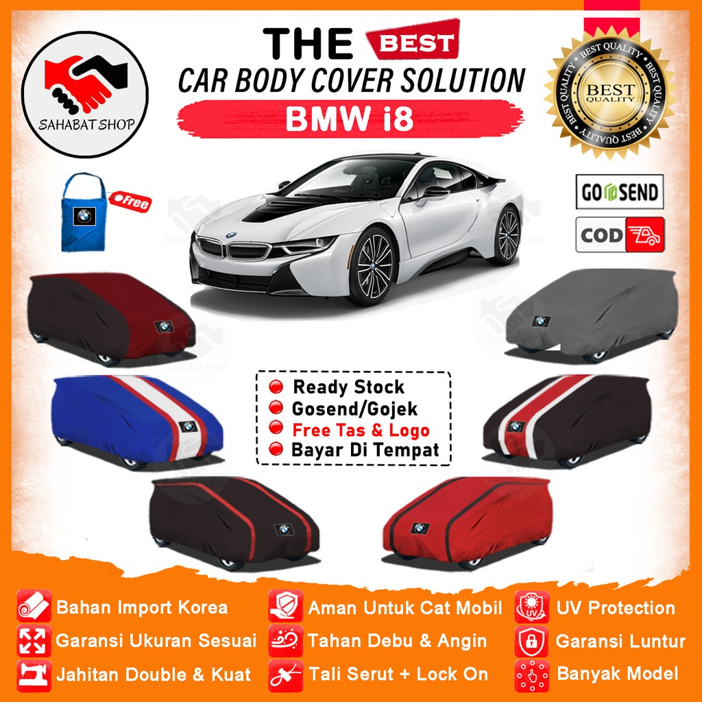 Sahabat Body Cover Mobil BMW i8 / Sarung Penutup BMW i8 Outdoor / Selimut Mantel Kerudung Tutup Bungkus Jas Mantol Terpal Tutupan Bungkus Pelindung Pembungkus Kerodong Kelambu Mobil Sedan BMW i8 Waterproof AntI Air Model Orange