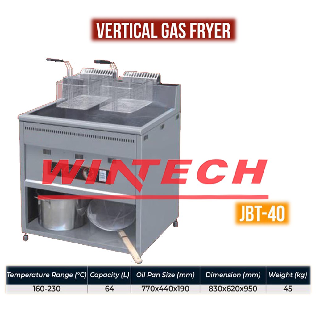 JBT-40 Vertical Gas Fryer -Fryer- Alat Penggorengan Gas Free Standing