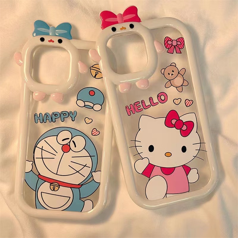 Soft Case Silikon TPU Transparan Motif Kartun Kucing 3D Untuk iPhone 14 13 12 11 Pro Max X Xr Xs Max iPhone 7 8 6 6s Plus SE 2020 Fashion Cute Kitten Cartoon Phone Case Clear 3D Thick Lens Protection Shockproof Silicone TPU Soft Case Protective Back Cover