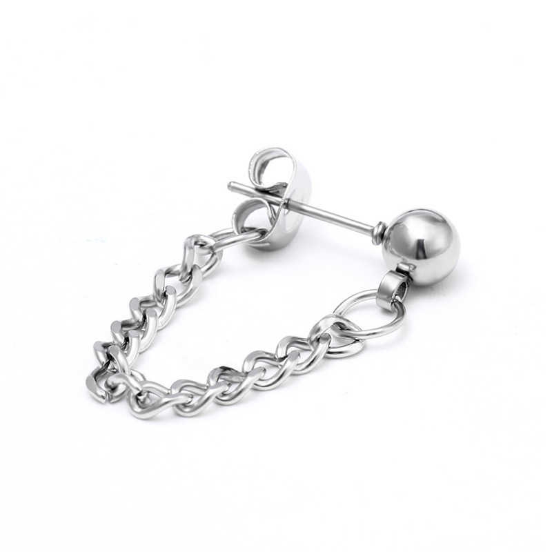 19147 Anting Tusuk Model Rantai Warna Silver Gaya Harbor untuk Wanita