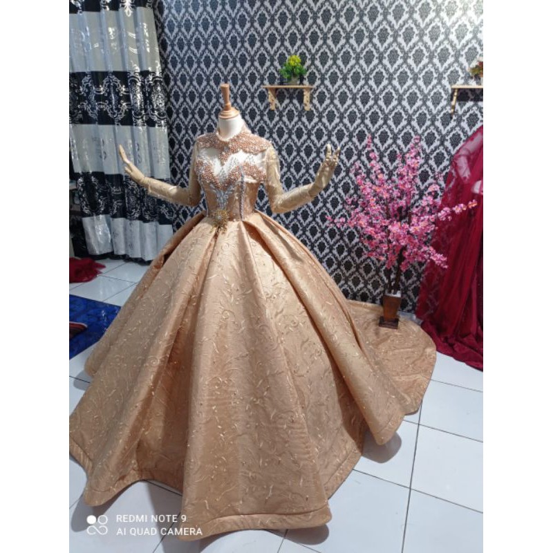 KHUSUS PO GAUN PENGANTIN JUMBO BIG SIZE BARBIE AKAD BALLGOWN MEKAR GAUN PENGANTIN AKAD EKOR PANJANG