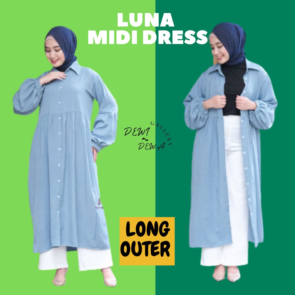 Cuci Gudang Midi Dress / Gamis Busui Friendly long tunik fashion wanita polos kantun murah  Bandung 