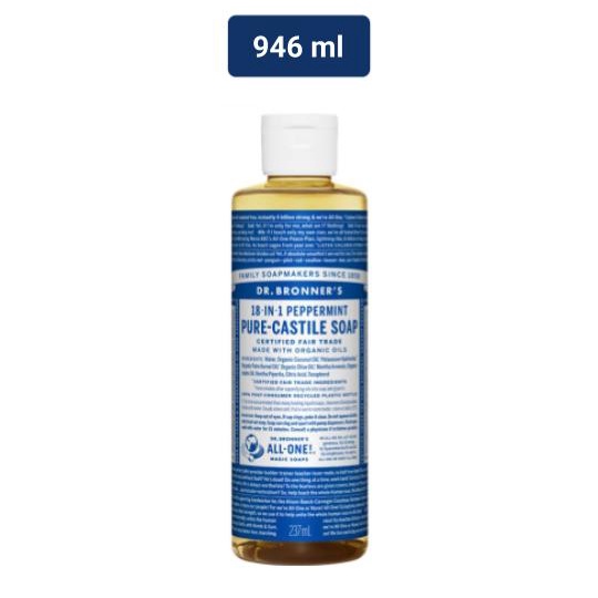 Dr. Bronner's Peppermint Pure Castile Liquid Soap 946 ml