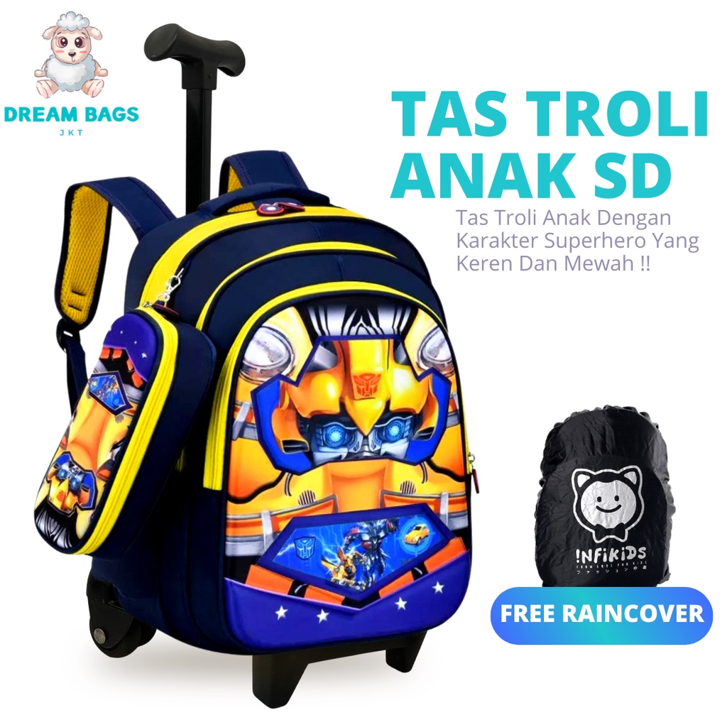 Ransel Troli Anak SD Karakter - Tas Troli Anak Laki Laki Karakter - Tas Troli Anak Laki Laki - Tas Koper Anak