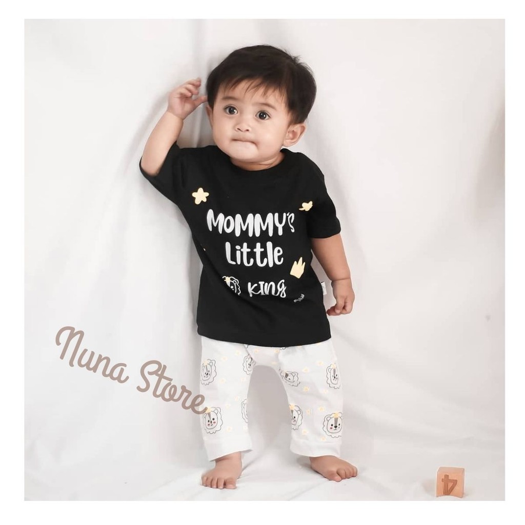 Nuna Store Motif Mommy's Little King / Setelan Baju Bayi/Anak Laki-laki cowok Usia 6 Bulan - 3 Tahun Baju