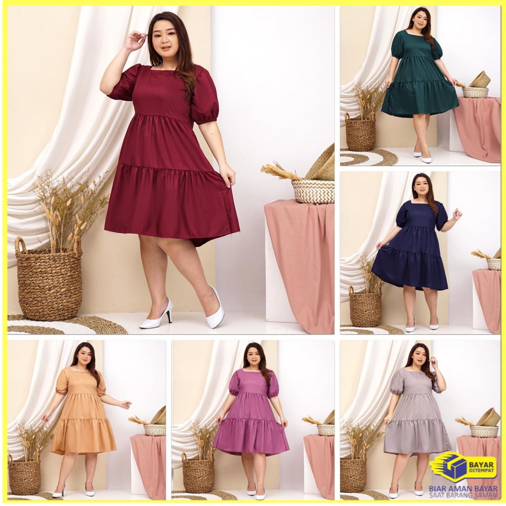 ]GAUN DRESS DRES WANITA TOYOBO PREMIUM TEBAL BISA JUMBO BIG SIZE JUMBO KATUN TOYOBO MURAH MEWAH
