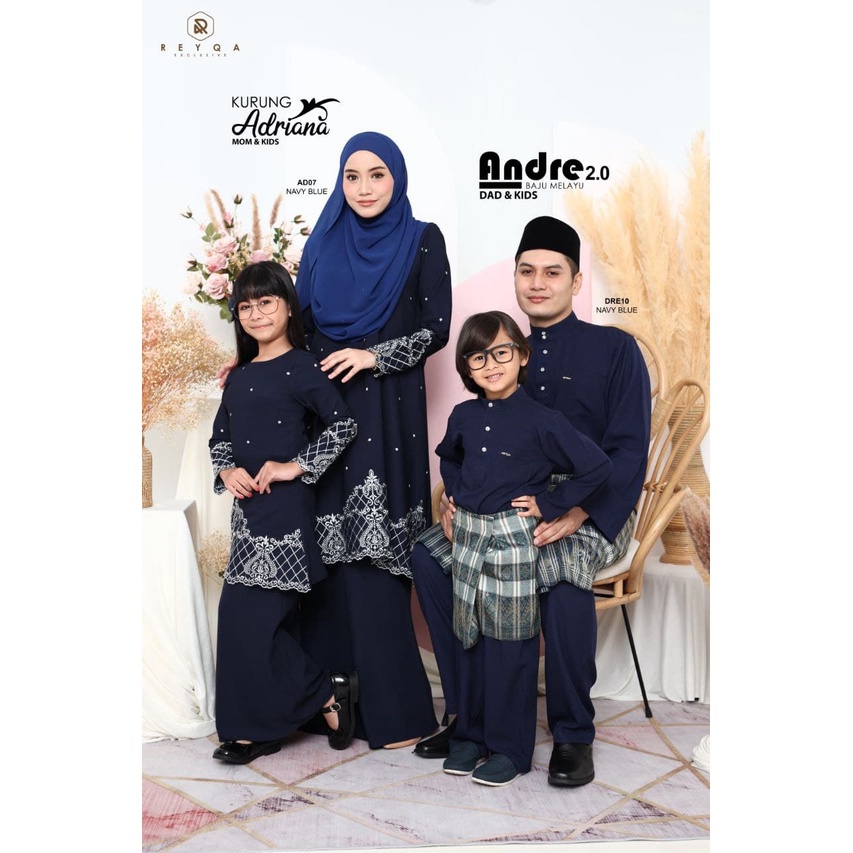SET FAMILY BASYIRA & BAJU MELAYU ANDRE SEDONDON / KURUNG SULAM / NAVY BLUE / RAYA SEDONDON / BAJU RA