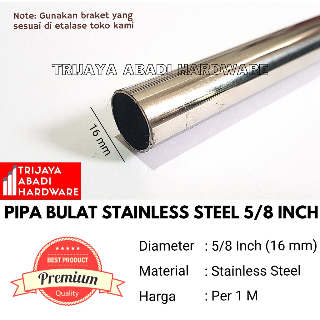 Pipa Bulat Stainless Steel 5/8 Inch (15 mm)