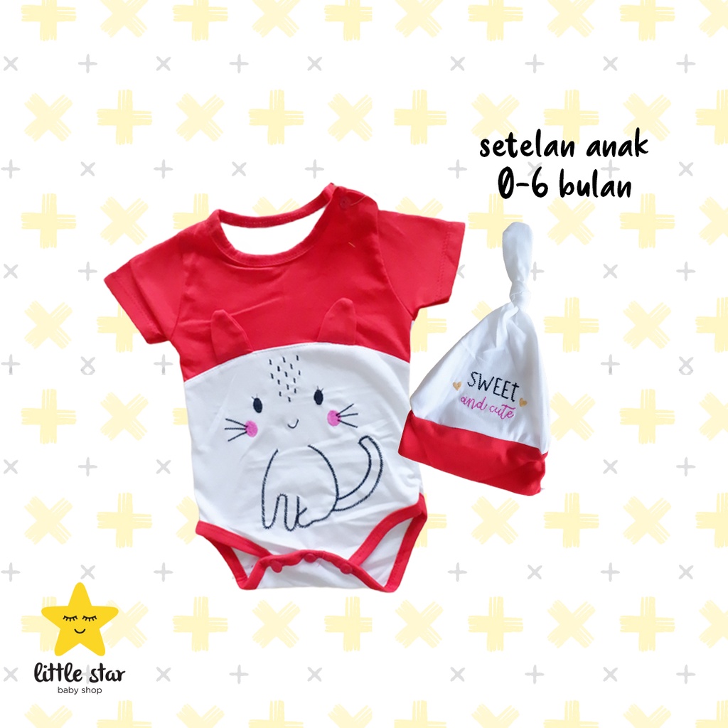 Jumper Topi Bayi Cewek | Setelan Bayi Cewek | Romper Baby Girl | Jumpsuit Bayi Perempuan