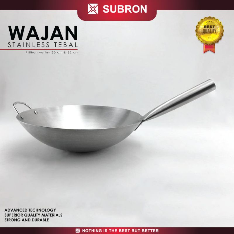 Wajan Stainless Steel Calypso & Subron 40-38-36-34-32-30cm Kuali Kwali Nasi Goreng Gagang Panjang