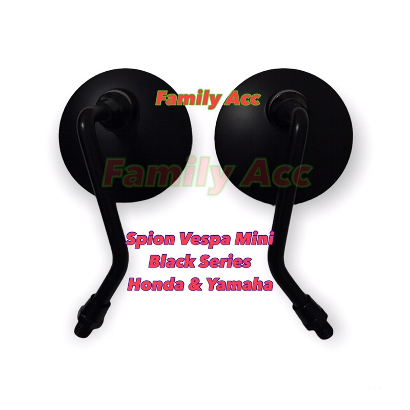 Spion Retro Klasik Bulat Black Tangkai Pendek Model Vespa Kaca Cembung Motor Yamaha dan Honda Universal