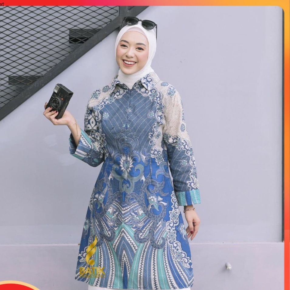Batik Prabuseno TUNIK RATNA  Batik Wanita Atasan Lengan Panjang  Original Batik Solo Busui Friendly 