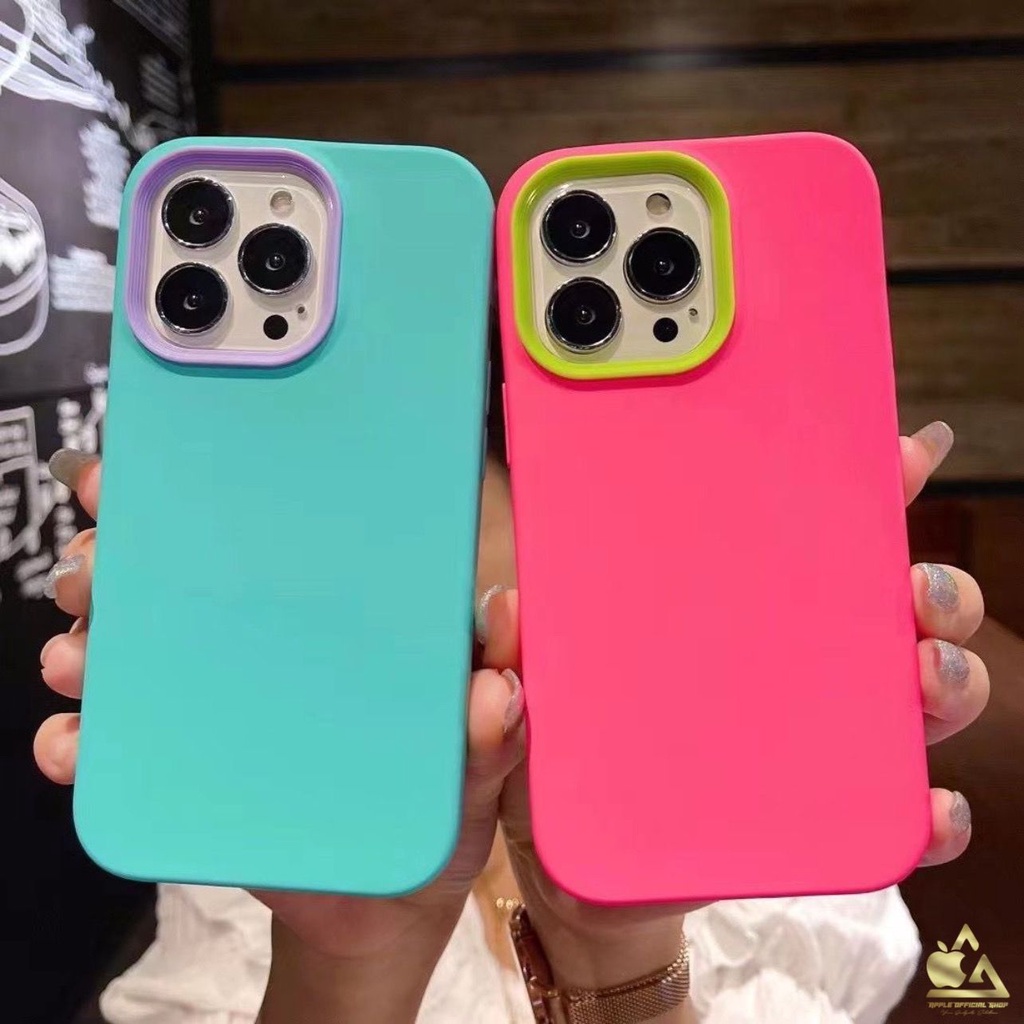 Softcase Candy Frame Camera 2 Tone iPhone 13 Pro Max 12 PRO MAX 11 11 PRO MAX XR X XS Max 7 7+ 8 8+ SE 2 3 With Frame Kamera Pelindung Kamera Protection Soft Case Silikon Jelly Clear Cover Bukan Hardcase Silicone