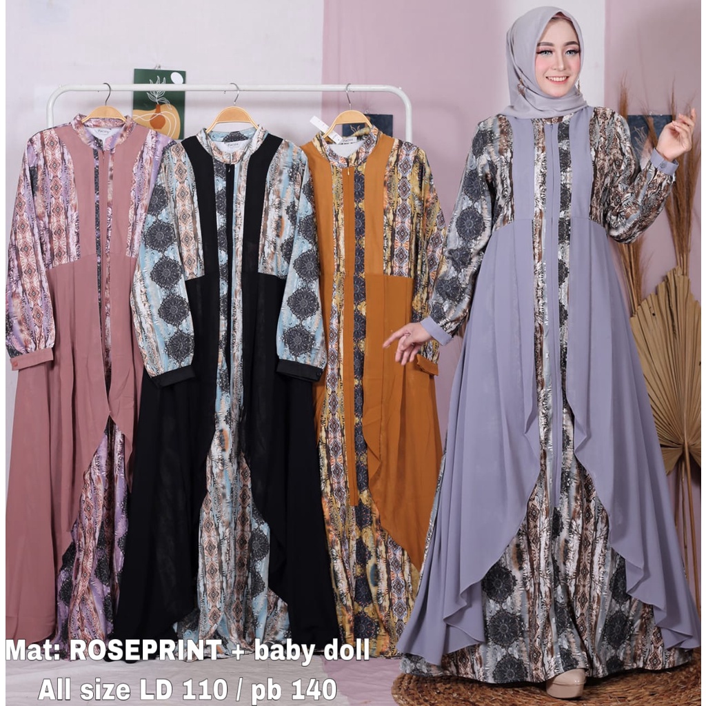 Gamis motif elegant | Gamis satin | Gamis murah premium