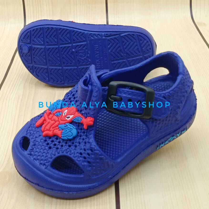 Sendal Anak Laki Laki Usia 1 Tahunan Motif Kartun Lucu Alas Karet Anti Licin - Sepatu Sandal Anak Cowok Karet Anti Licin UNGU