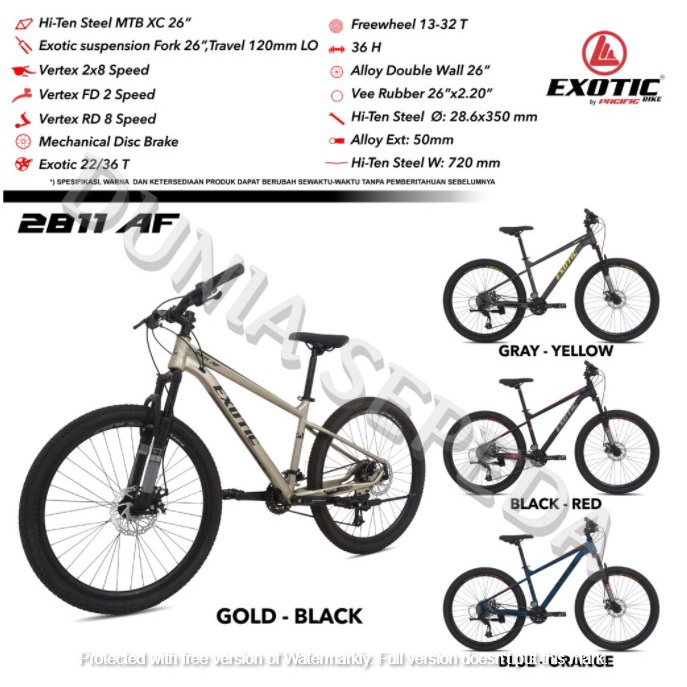 SEPEDA GUNUNG MTB 26 EXOTIC 2811 AF / MTB 26 INCH EXOTIC 2811 TERMURAH