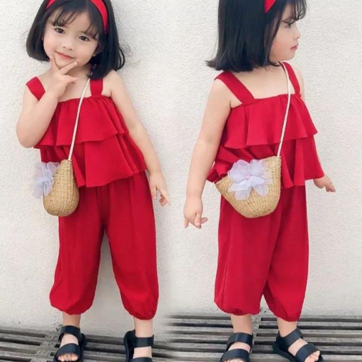 Terjangkau stelan anak prempuan model kulot/ /model korea style/stelan anak sabrina korea style/stel
