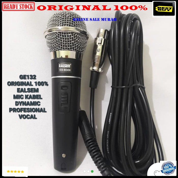 G132 ealsem original 100% mic kabel dynamic Microphone cable karaoke mik vocal vokal profesional pro mikrophone musik music audio sistem sound system panggung dj studio G132   Tidak pakai baterai langsung colok aja  BISA DIGUNAKAN KE SEGALA ALAT AUDIO  Ba