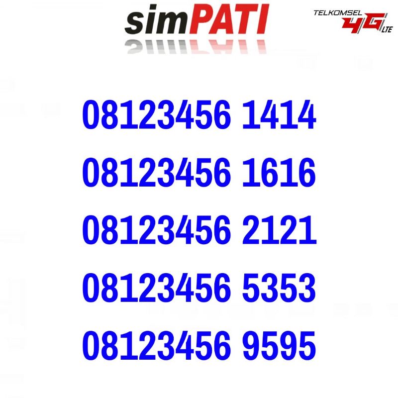 Simpati Nomor Cantik 08123456 Super