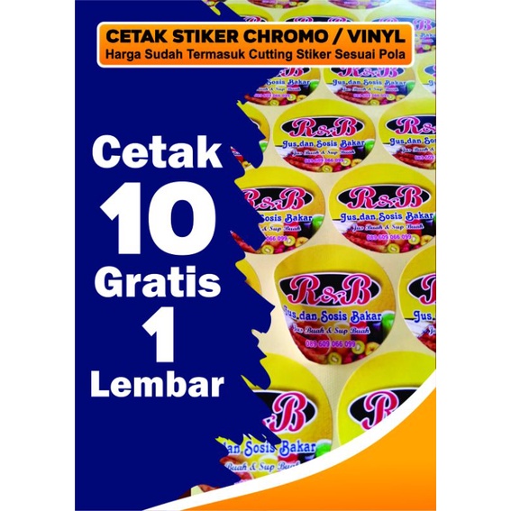 

Cetak Stiker Chomo / Vinyl A3 I Label Kemasan I Cutting Sesuai Custom