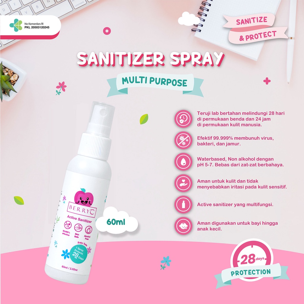 BerryC - Berry C Active Sanitizer Water 60ml by Non Alcohol Non Toxic Baby Safe