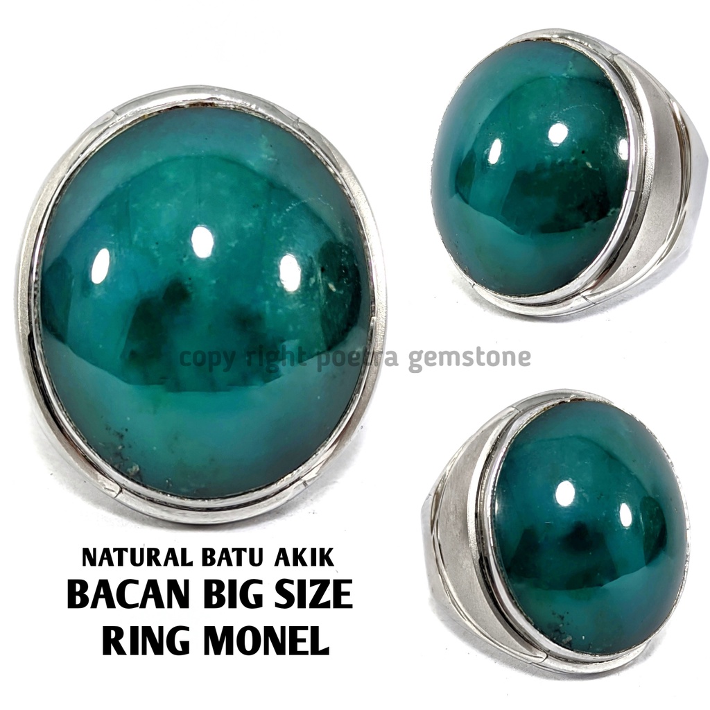 Natural Batu Akik Bacan Big Size Ring Monel BC01