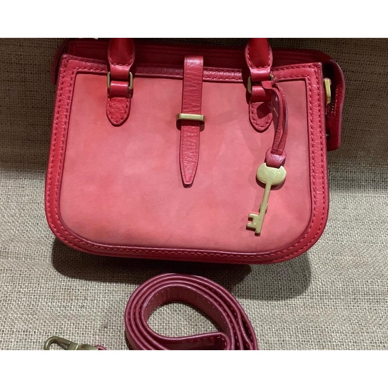 Preloved Fossil Ryder Mini Satchel Brick Red Original