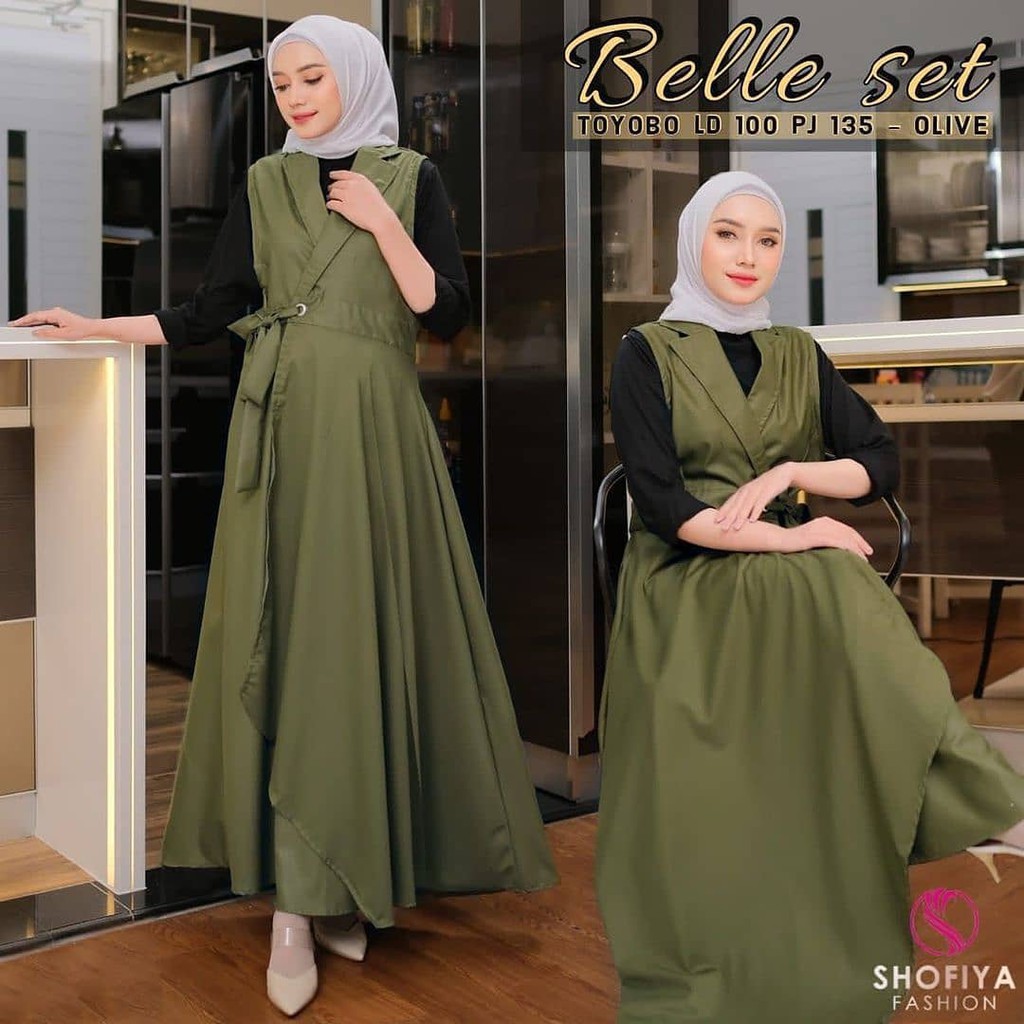 SETELAN WANITA BELLE SET BL BAHAN TOYOBO ( OUTHER ) SPANDEK (INNER) SETELAN WANITA KEKINIAN TERBARU 2023 SET BAJU MUSLIM WANITA ONE SET WANITA ONE SET WANITA KOREAN STYLE