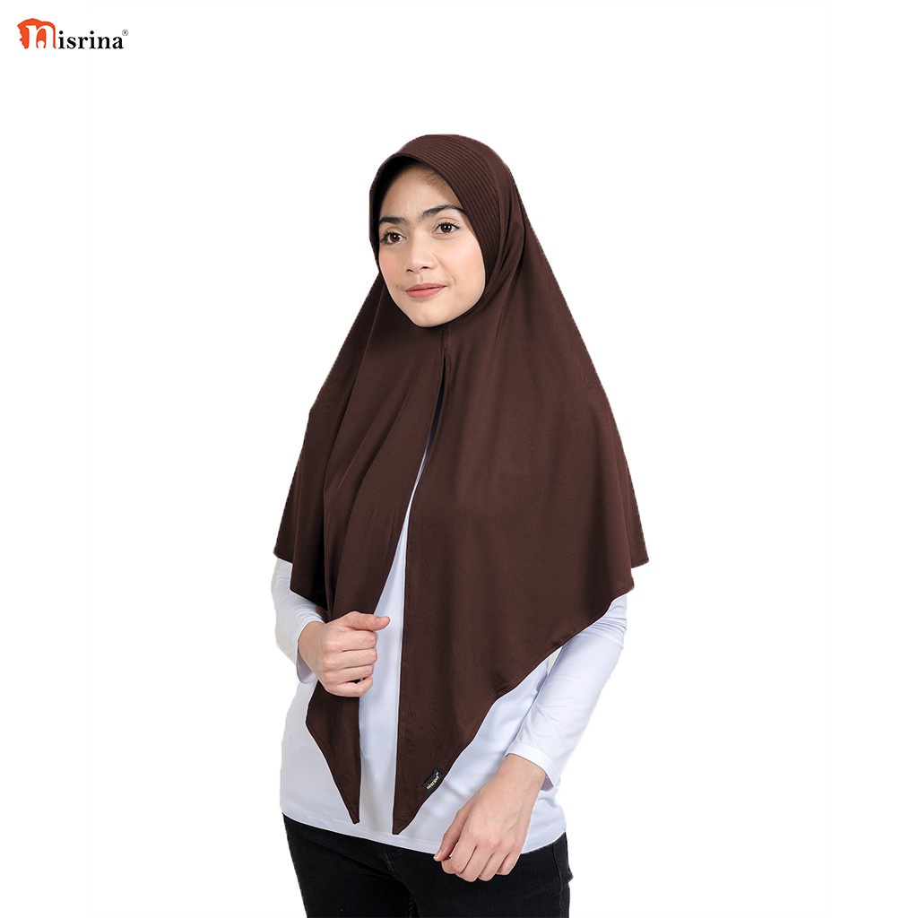 Nisrina Fashion Muslim Bergo Instan Polos Belah Tengah Paras M Lestari-Coklat Tua