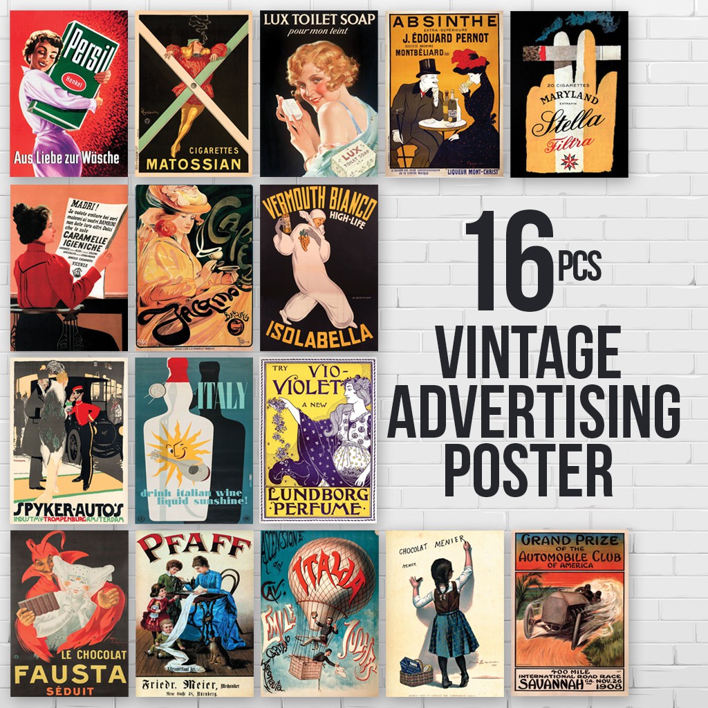 

(16 Pcs) Vintage Advertising Poster A3+ / A4 / A5