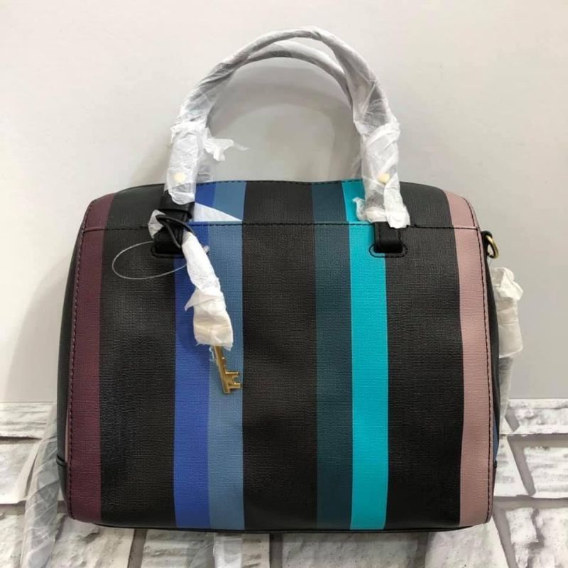 Fossil rachel satchel blue stripe