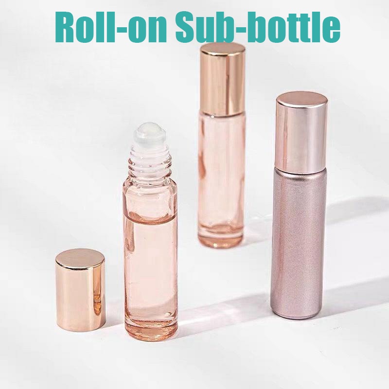 5ml / 10ML Perfume Essential Oil Container Durable Travel Sub-bottle Empty Vials With Roller Ball Rose Gold Roll On Travel Cosmetic Clear Bottle Thick Glass