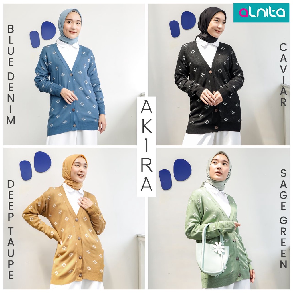 Alnita Cardigan Akira Bahan Cardigan Knit Outwear Fashion Muslimah Outfit Kulian Kekinian by Alnita bisa COD