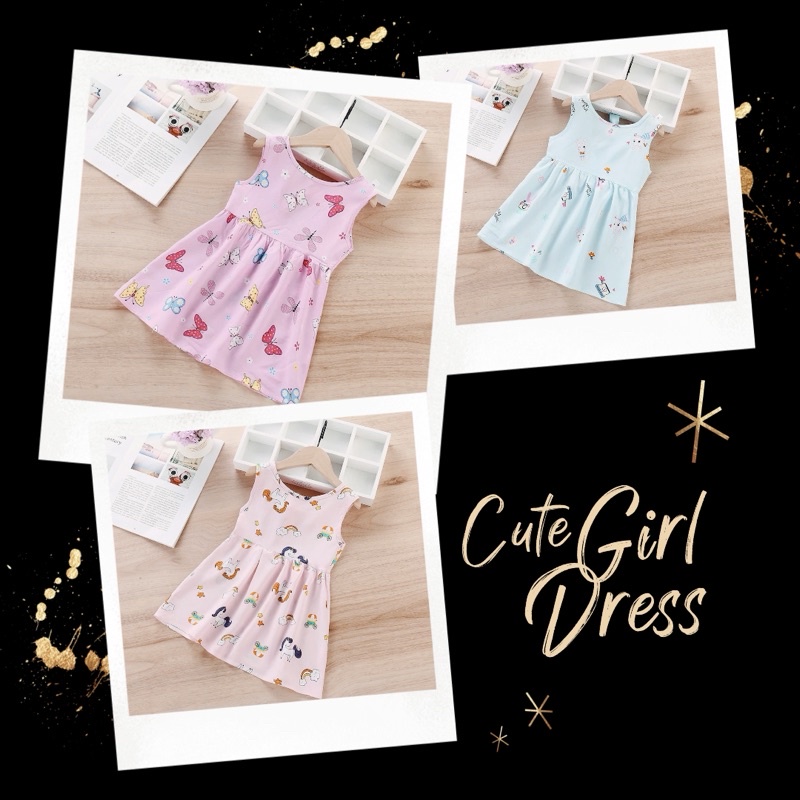 Dress Anak Perempuan Bahan Katun Import Dress Terusan Anak Model Korea Rok Terusan Anak Perempuan Musim Panas Lucu Dress Anak Murah