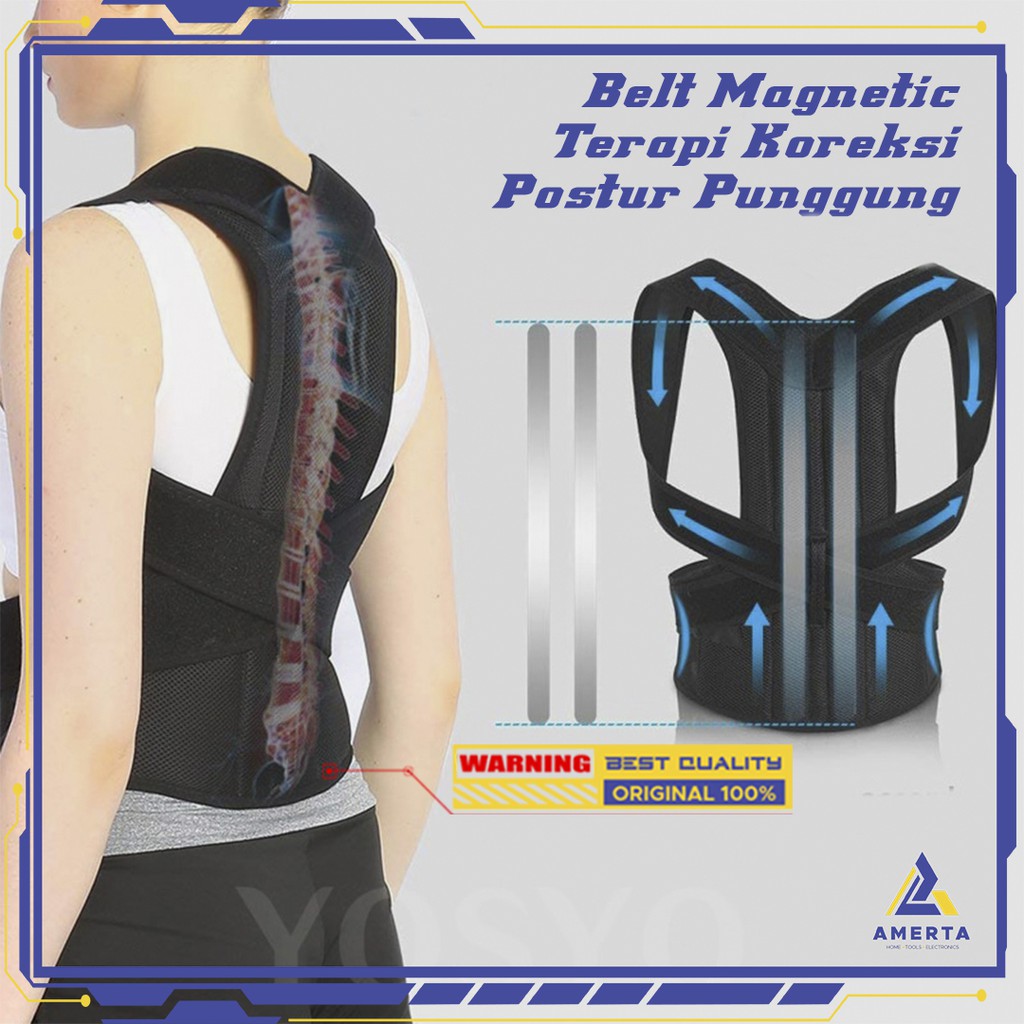 Belt Magnetic Terapi Koreksi Postur Punggung - YOSYO - Black