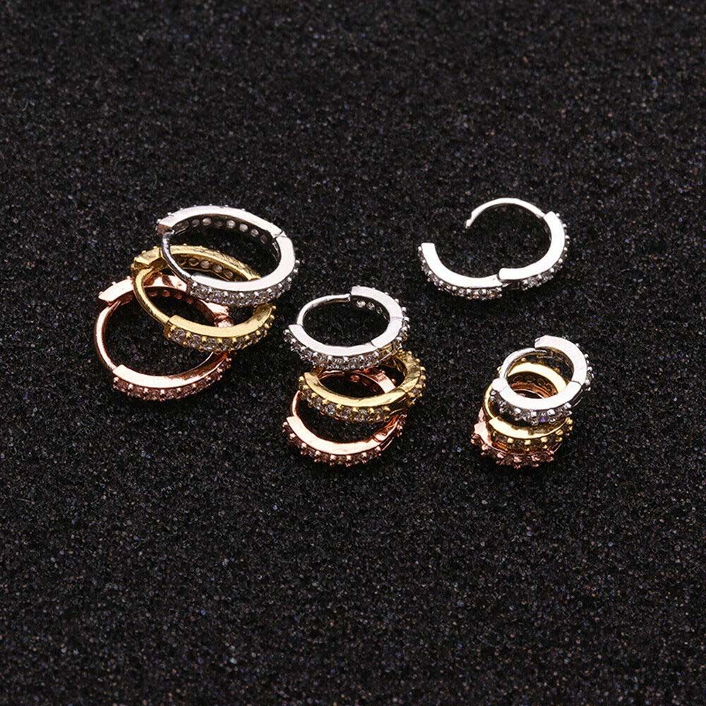 Needway  Fashion Hoop Earrings Clicker Piercing Jewelry Ear Ring 6/8mm Accessories Punk Septum Rose Gold/Silver Color Daith Nose Ring/Multicolor