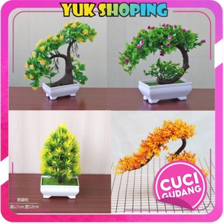 ✧YUKSHOPING✧ Ornamen Pot Bonsai Tanaman Bunga Pajangan Dekorasi Rumah Tanaman Hias Plastik Import