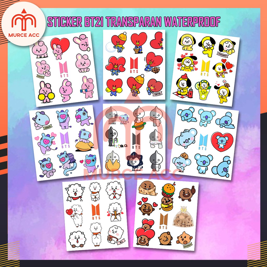 Stiker BT21 BTS Transparan Waterproof KPOP