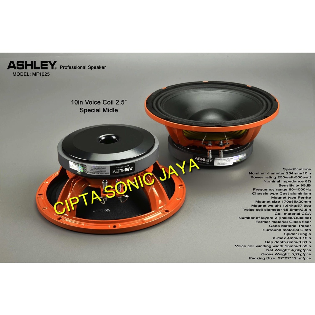 SPEAKER KOMPONEN ASHLEY MF1025 ORIGINAL 10 INCH ASHLEY MF 1025