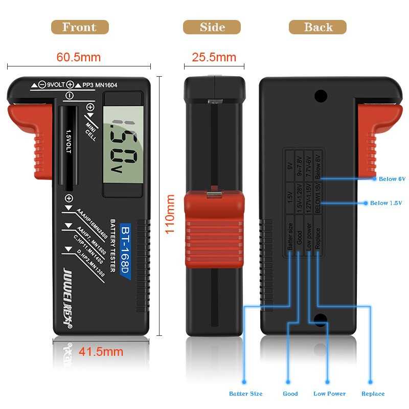 Multitester ANENG Tester Baterai Capacity Checker AA AAA Display Digital - BT-168D