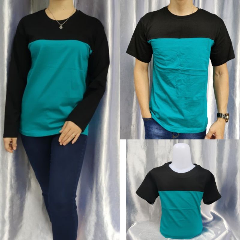 Kaos Polos Reglan Kombinasi HITAM-TOSCA uk 20 22 S M L Xl XXL