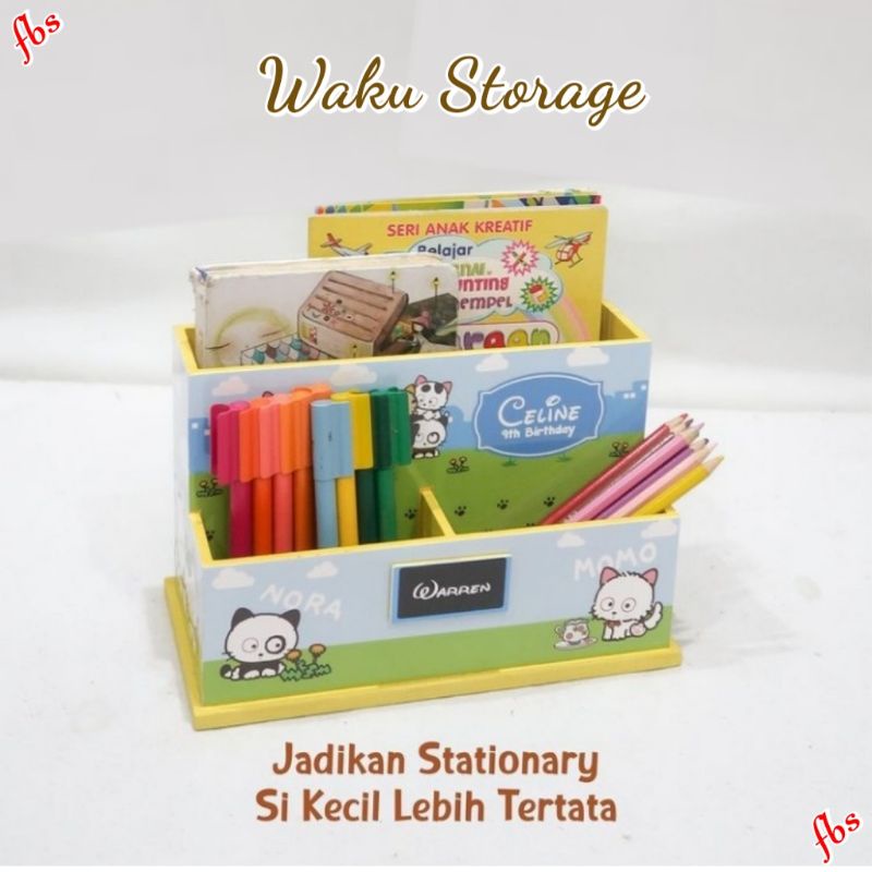 

WAKU STORAGE Book and Pen Box STATIONARY BOX CUSTOM Pencil Case Kayu