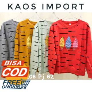  KAOS  IMPORT  WANITA LENGAN PANJANG JUMBO BIGSIZW ASLI TEBAL 