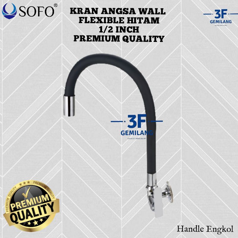 Sofo - Kran ANGSA WALL HITAM FLEXIBLE STYLIST 1/2 INCH PREMIUM QUALITY