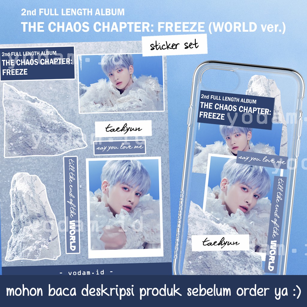 DIY STICKER CASE, STICKER AESTHETIC STIKER KPOP TXT - THE CHAOS CHAPTER: FREEZE (WORLD VER.) STICKER