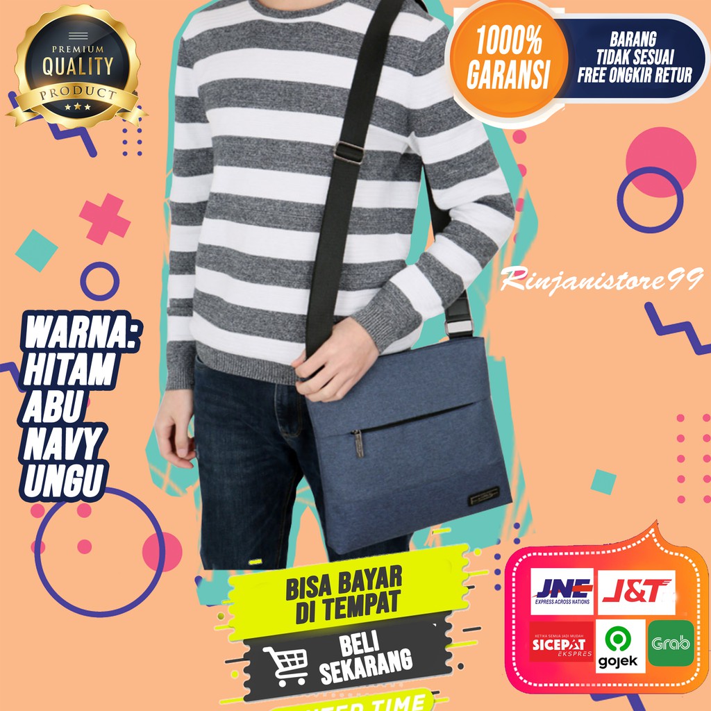Tas Slempang Kanvas Pria Sling Bag Premium Tas Bahu Original Import New Branded F136