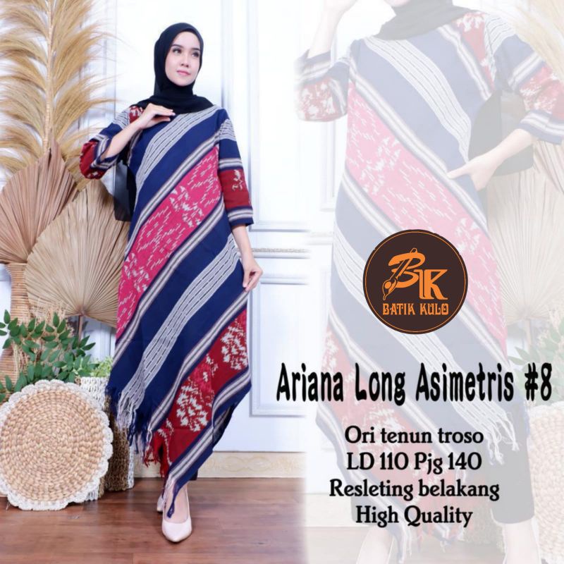 long tunik tenun asimetris, long tunik batik