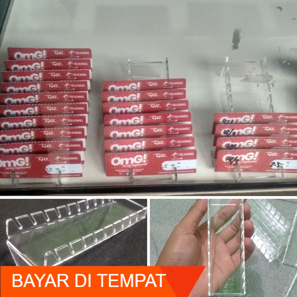 

Dudukan Kartu Perdana / Voucher - Akrilik Tekuk / 10 Kartu
