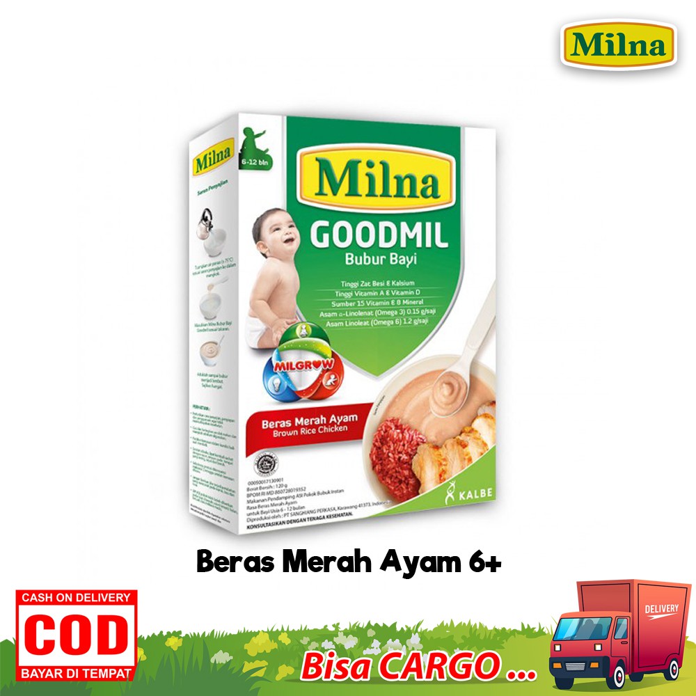 Milna Bubur Bayi Goodmil 6 Bulan Dan 8 bulan+ Bubur Tanpa Susu Sapi anti alergi