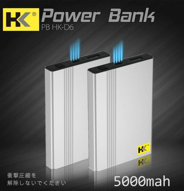 POWER BANK HK D6 5000mAh 5V 2.1AMPER slim SMALL EXQUISITE